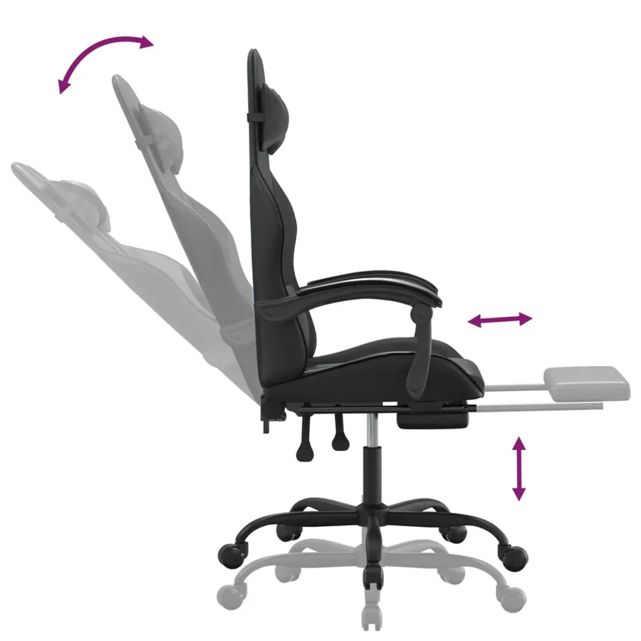 Chaise de jeu pivotante avec repose-pied Noir Similicuir - 11