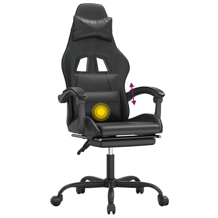 Chaise de jeu pivotante avec repose-pied Noir Similicuir - 12