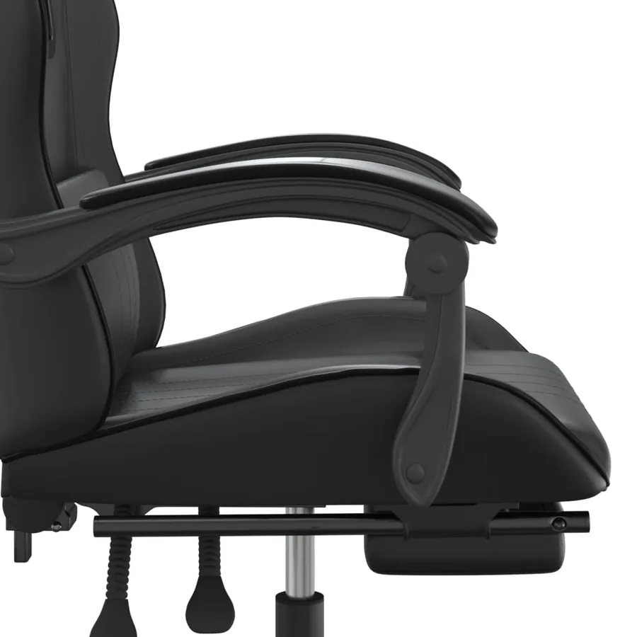 Chaise de jeu pivotante avec repose-pied Noir Similicuir - 9