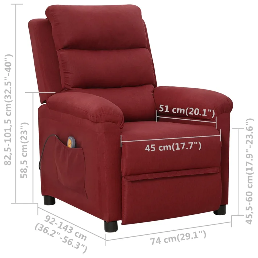 Fauteuil de massage Rouge bordeaux Tissu - 11