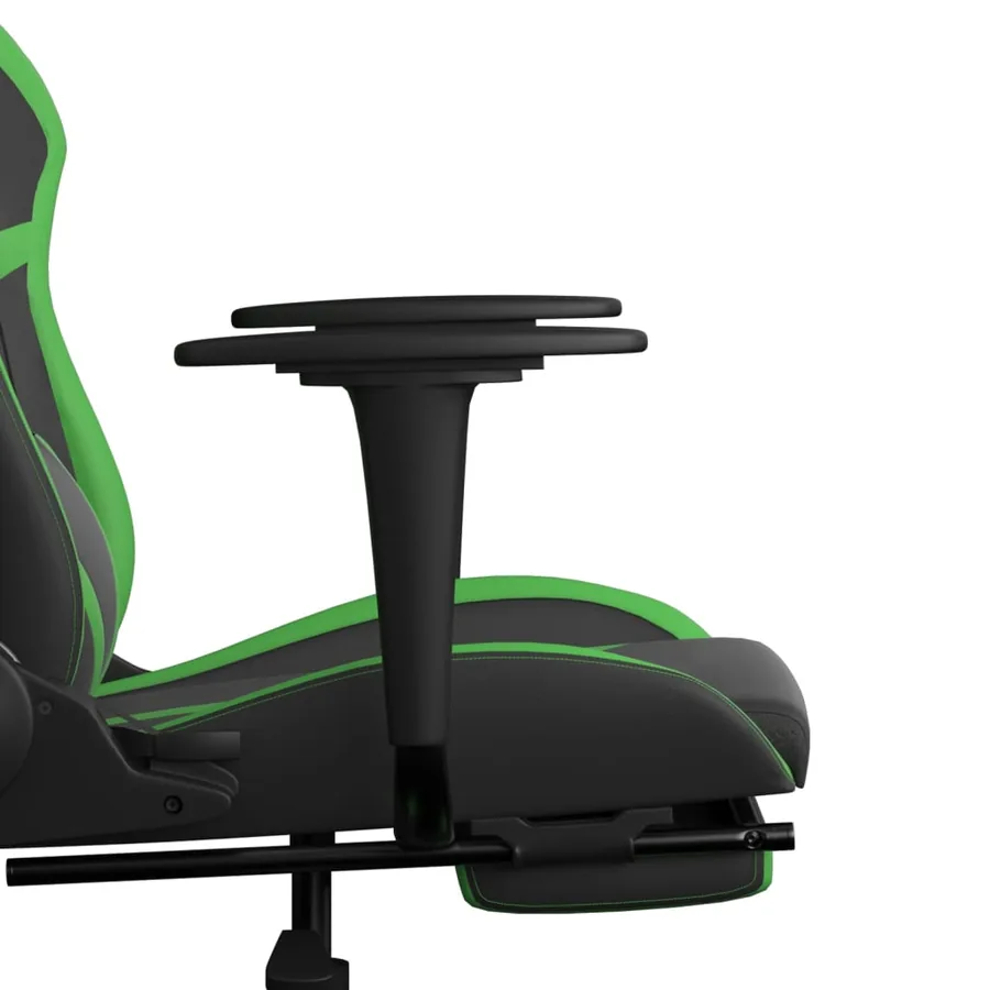 Chaise de jeu avec repose-pied Noir et vert Similicuir - 11