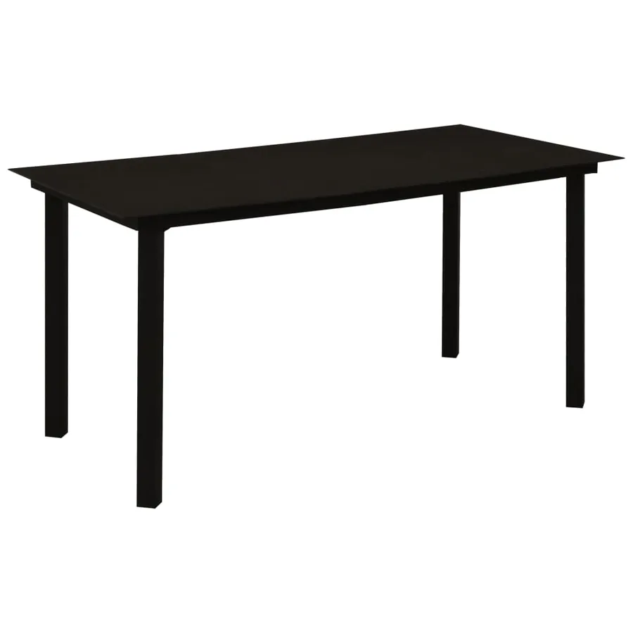 Table à dîner de jardin Noir 150x80x74 cm Acier et verre