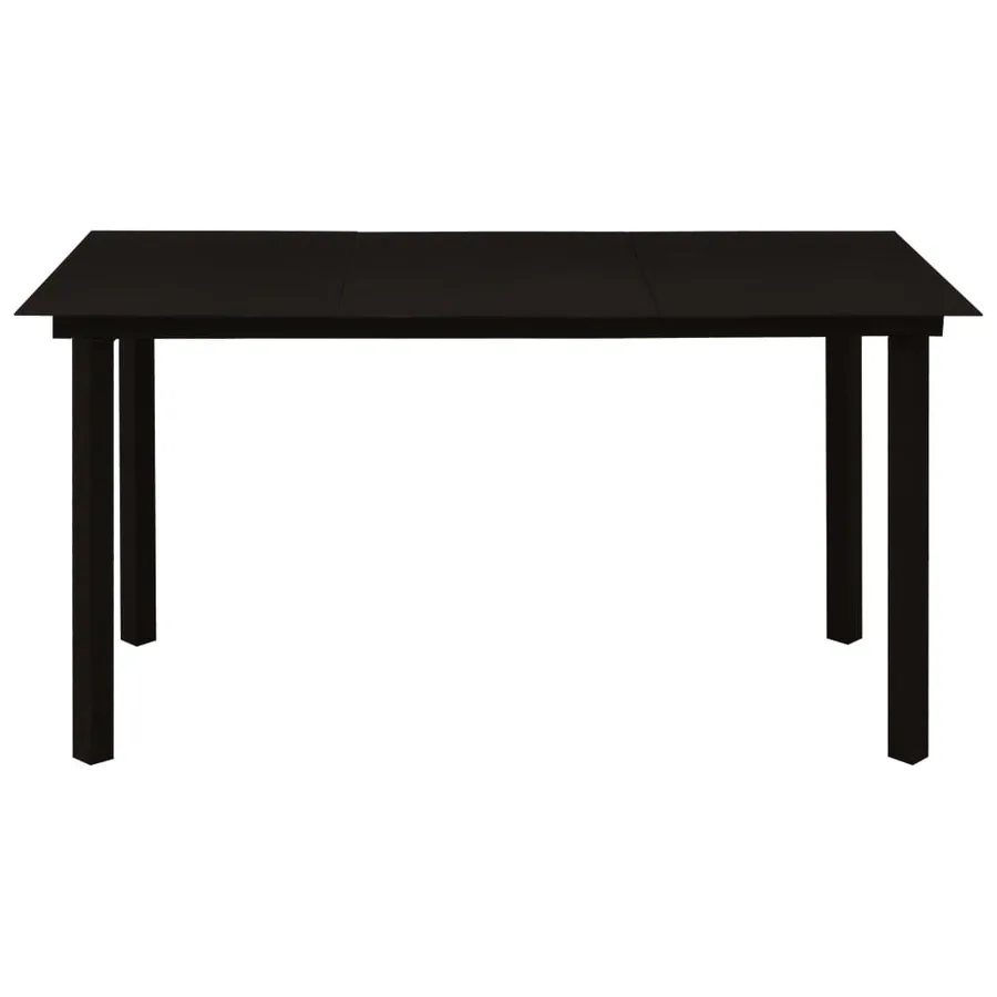 Table à dîner de jardin Noir 150x80x74 cm Acier et verre - 2
