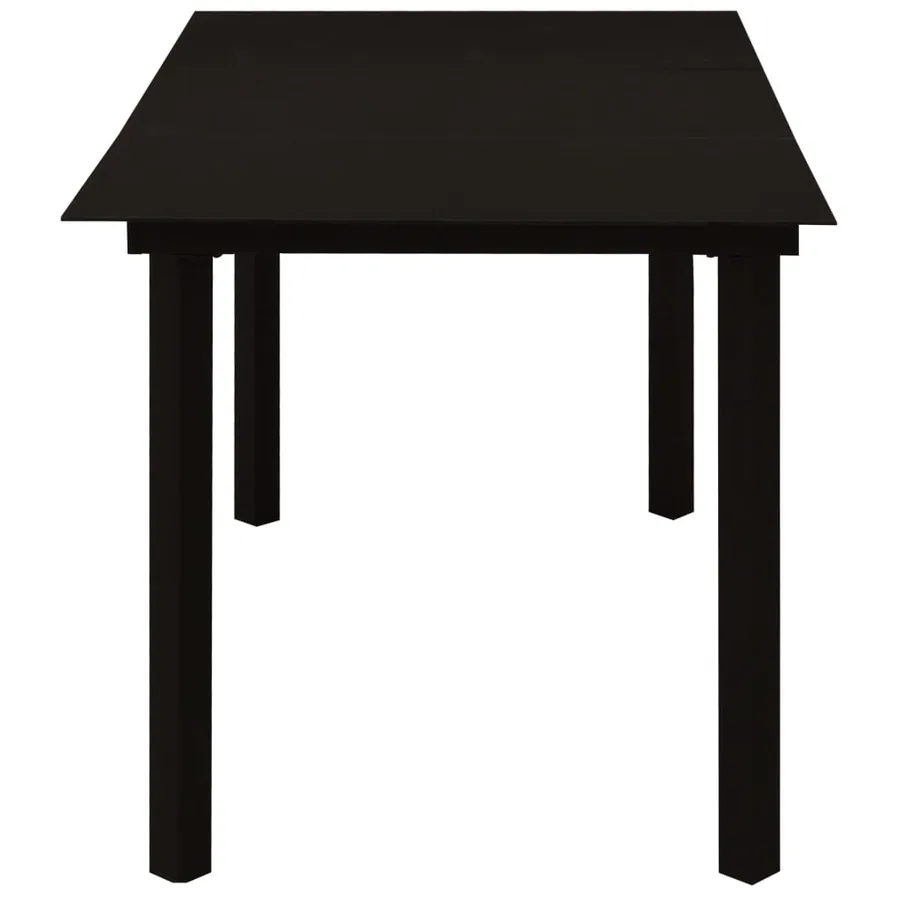 Table à dîner de jardin Noir 150x80x74 cm Acier et verre - 3