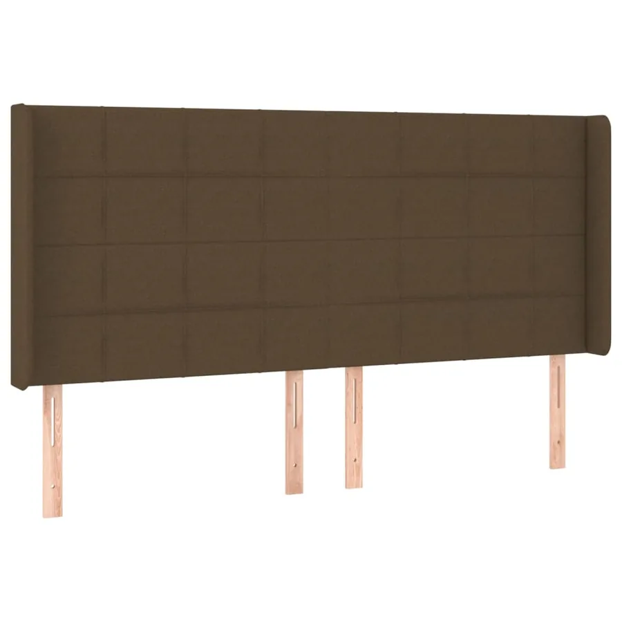 Tête de lit avec oreilles Marron foncé 203x16x118/128 cm Tissu - 2