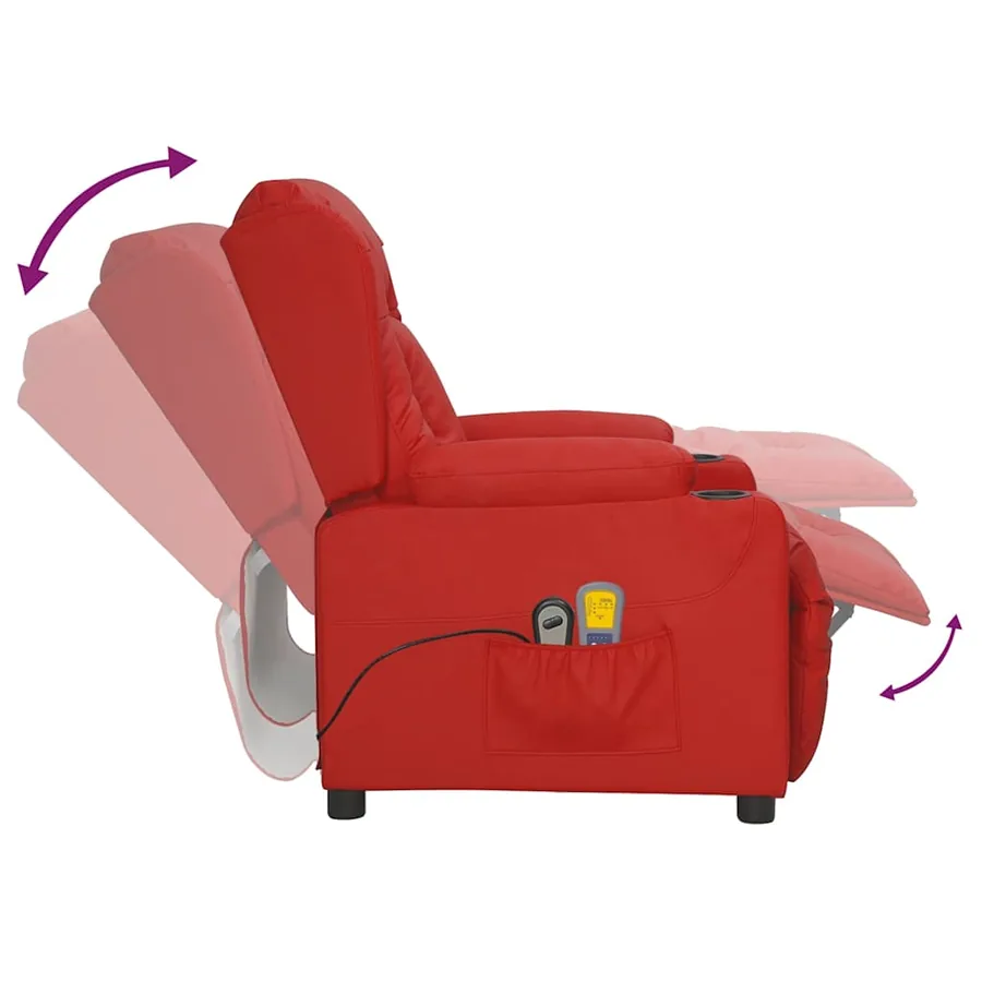 Fauteuil de massage électrique Rouge bordeaux Similicuir - 7
