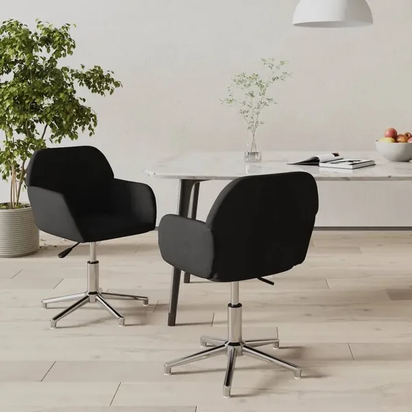 Chaises pivotantes à manger lot de 2 Noir Tissu