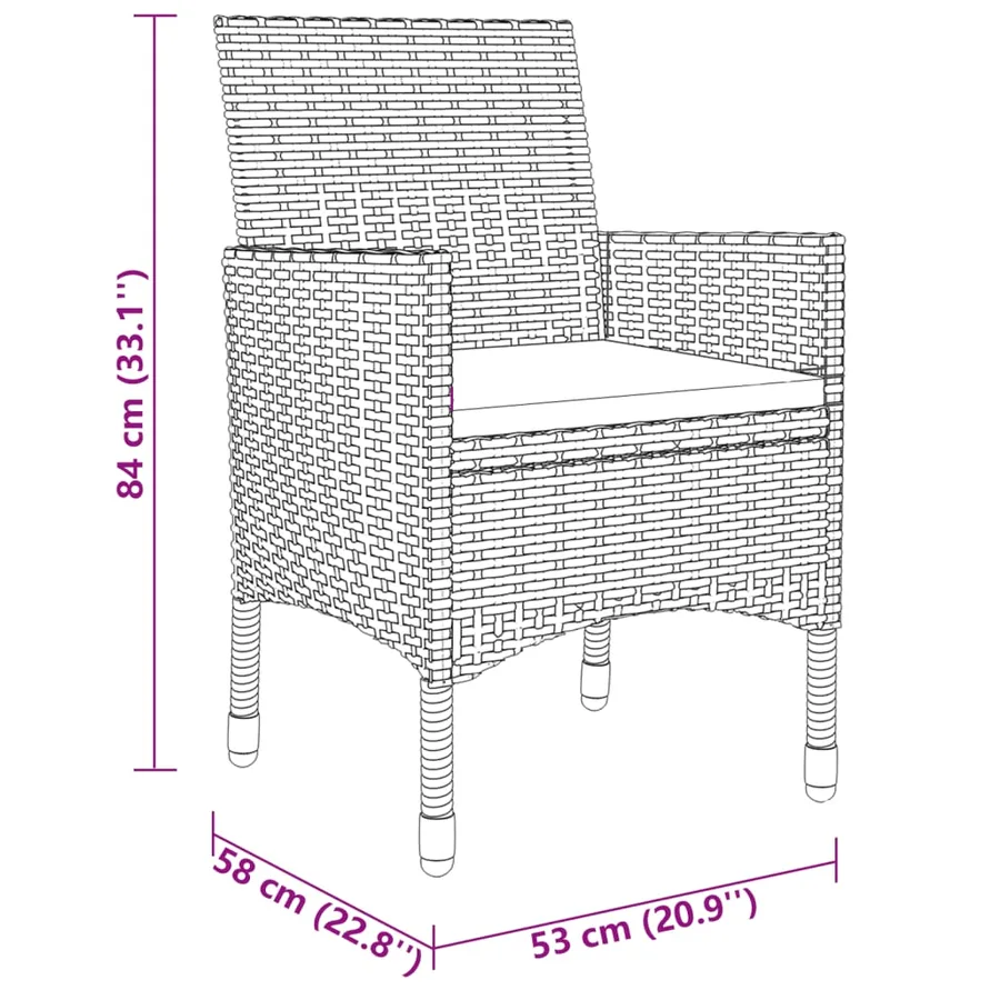 Ensemble à manger de jardin 3 pcs Résine tressée Beige - 8
