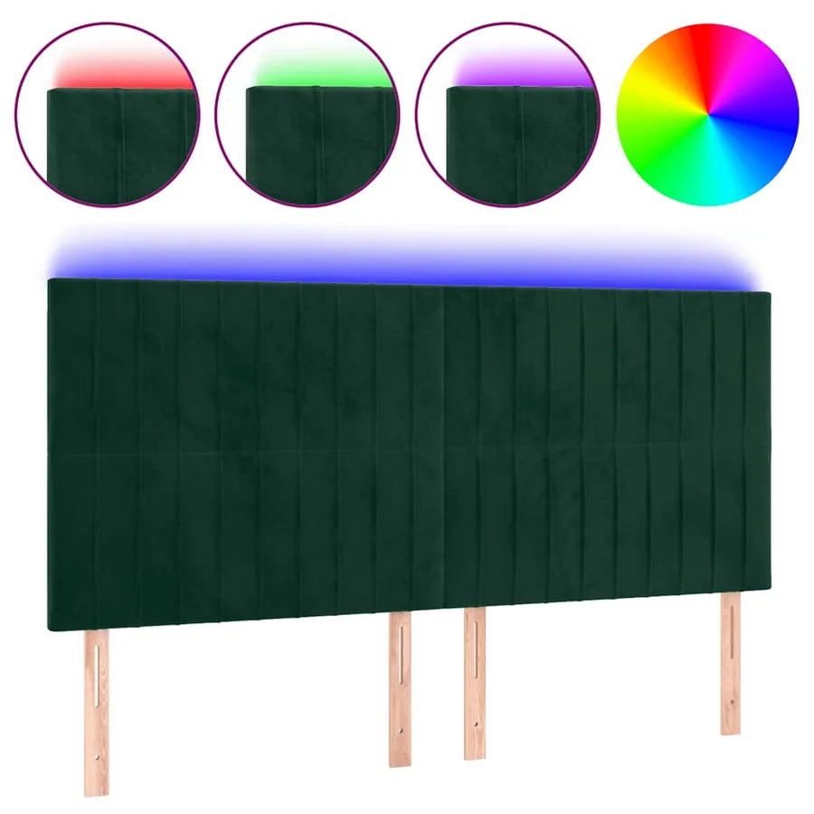 Tête de lit à LED Vert foncé 180x5x118/128 cm Velours - 2