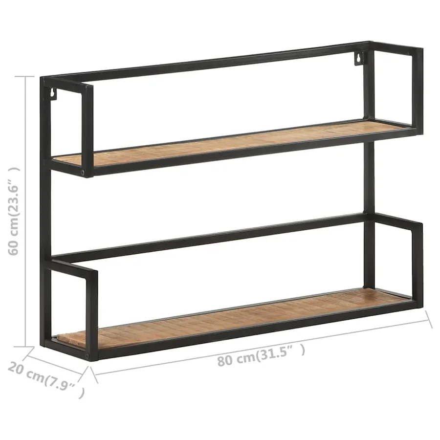 Étagère murale 80x20x60 cm Bois de manguier brut - 7