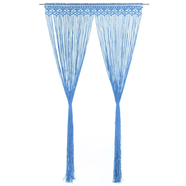 Rideau en macramé Bleu 140x240 cm Coton