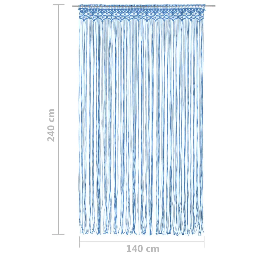 Rideau en macramé Bleu 140x240 cm Coton - 5