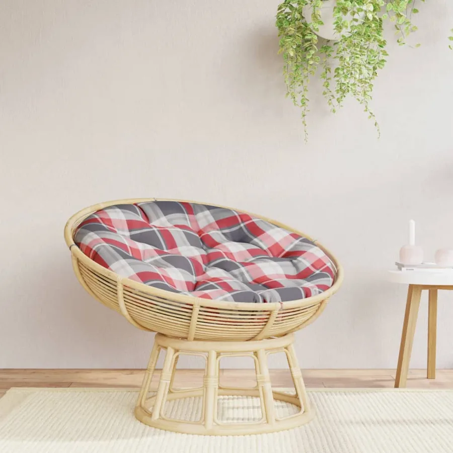 Coussin rond motif à carreaux rouge Ø 100 x11 cm tissu oxford