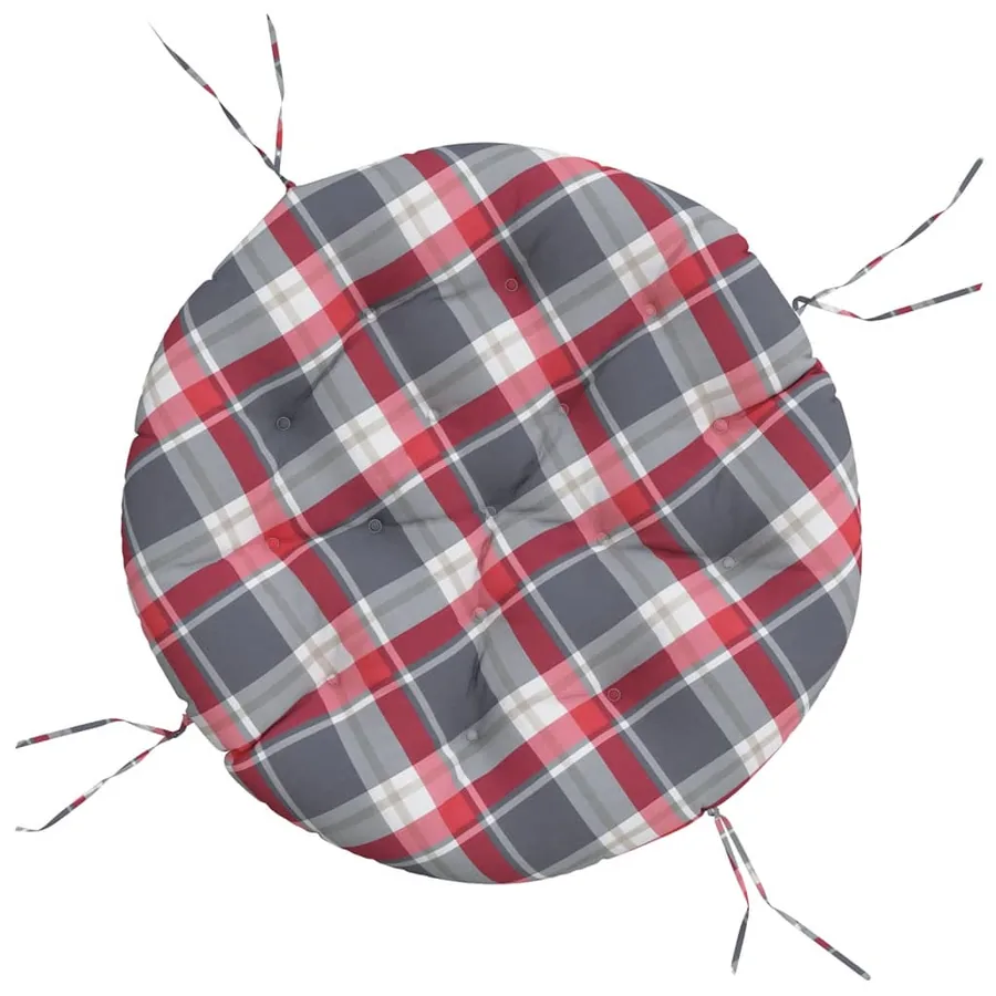 Coussin rond motif à carreaux rouge Ø 100 x11 cm tissu oxford - 2