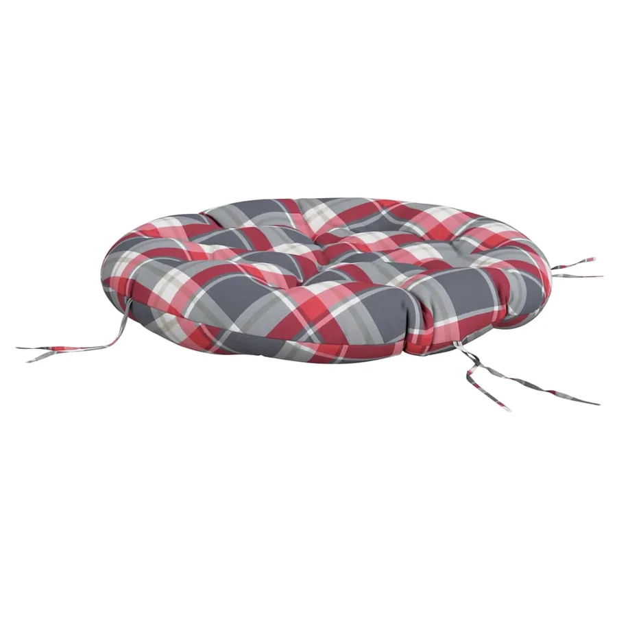 Coussin rond motif à carreaux rouge Ø 100 x11 cm tissu oxford - 4