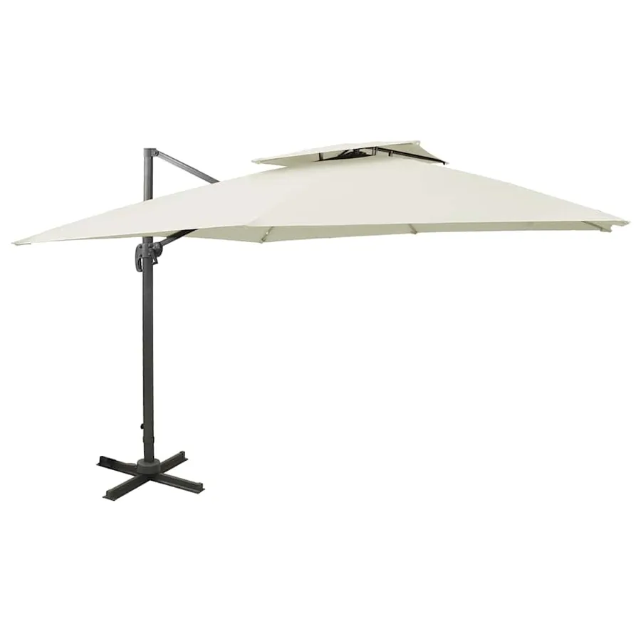 Parasol de jardin déporté avec double plateau 300 x 300 cm Sable