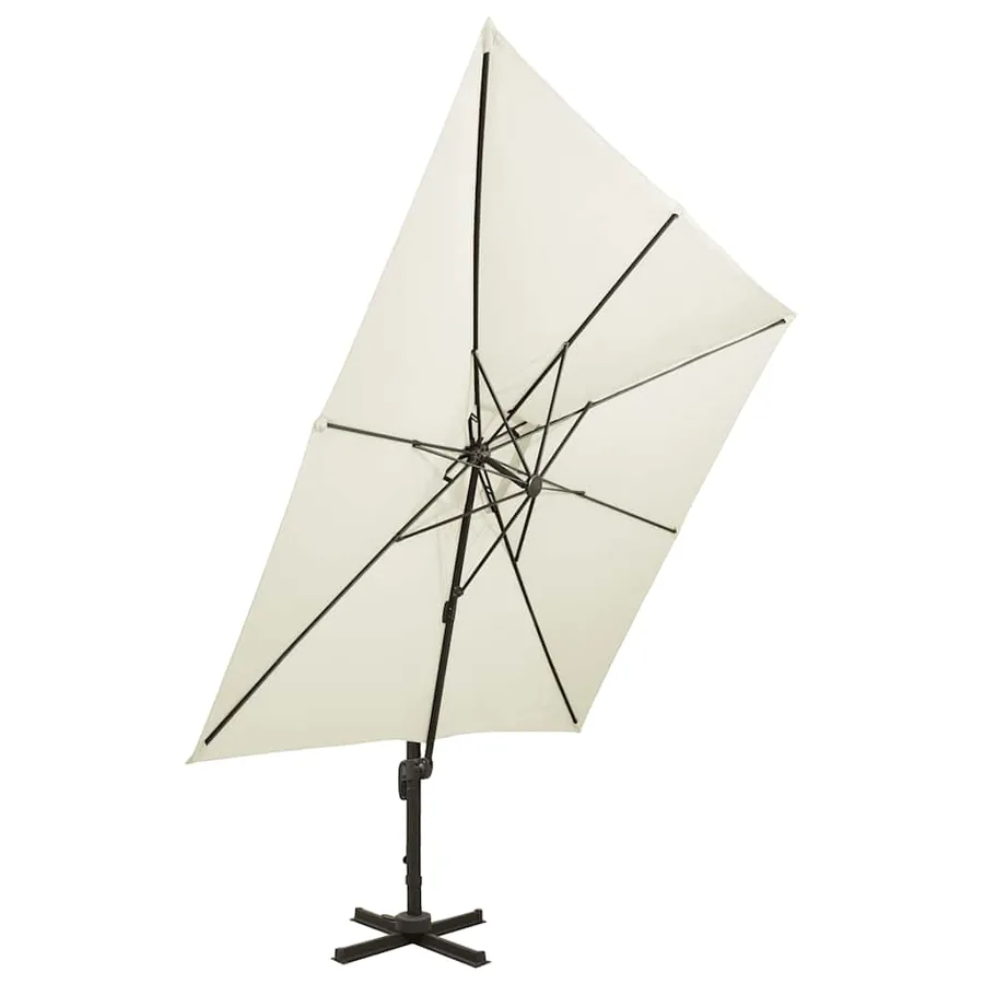 Parasol de jardin déporté avec double plateau 300 x 300 cm Sable - 2
