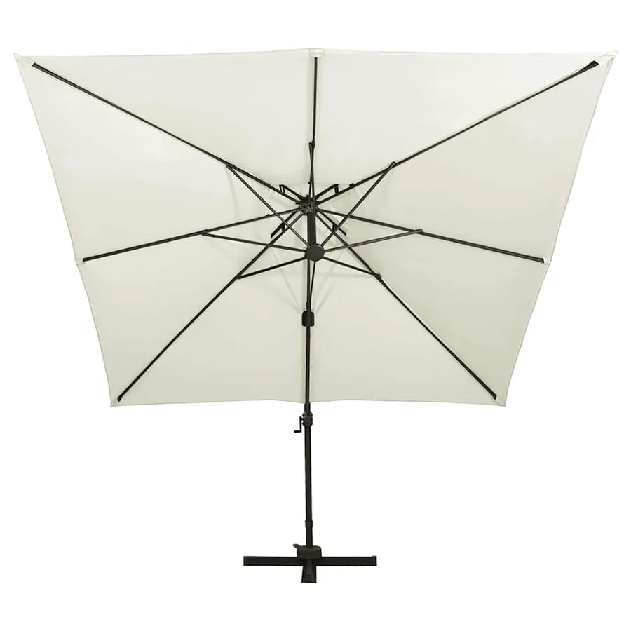 Parasol de jardin déporté avec double plateau 300 x 300 cm Sable - 3