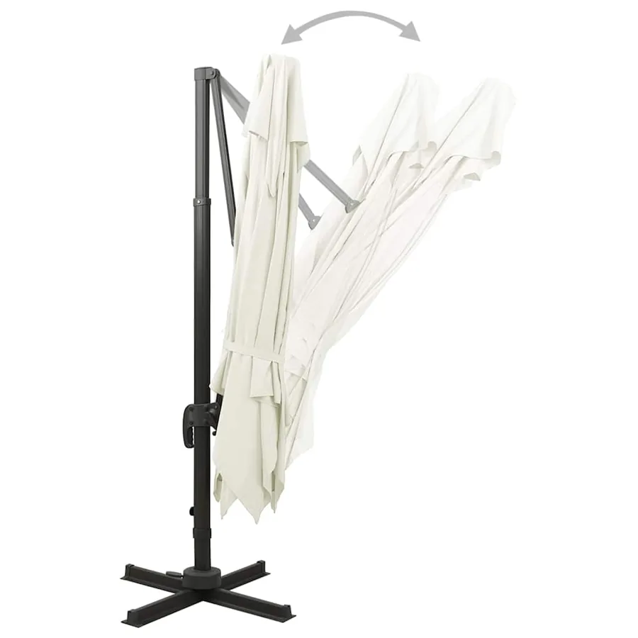 Parasol de jardin déporté avec double plateau 300 x 300 cm Sable - 4
