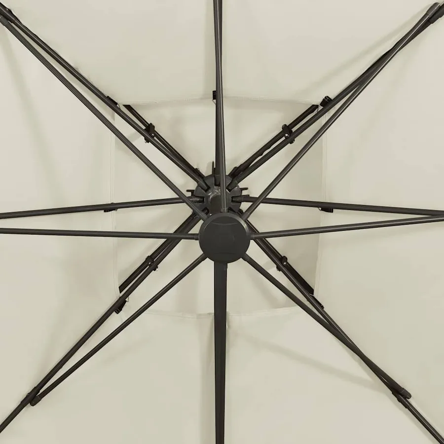 Parasol de jardin déporté avec double plateau 300 x 300 cm Sable - 8