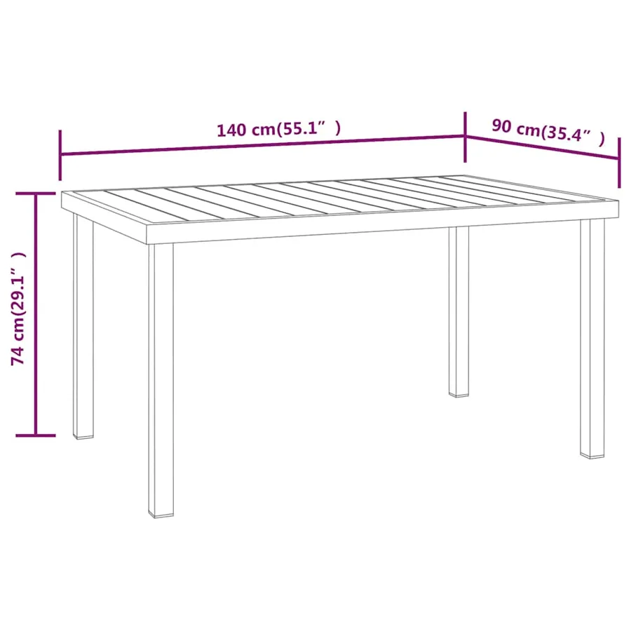Table de jardin noire 140x90x74 cm aluminium et WPC - 5