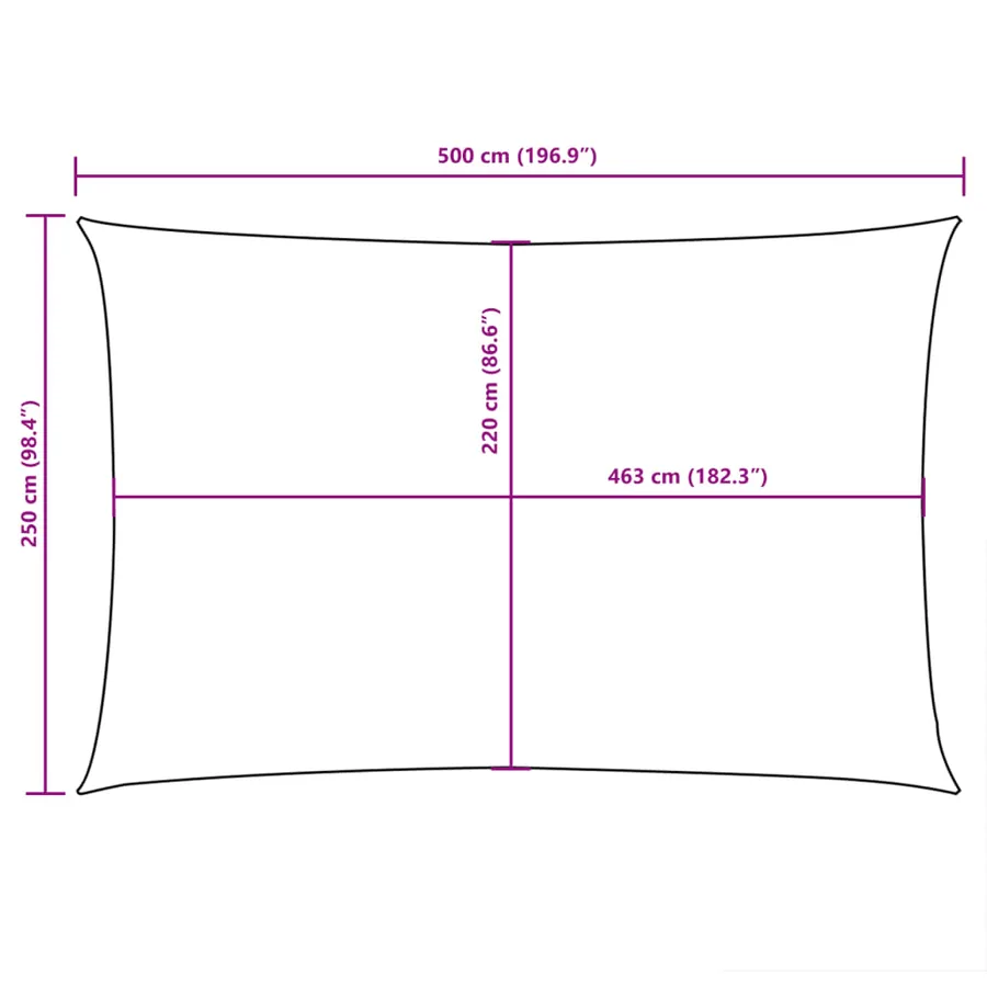 Voile de parasol tissu oxford rectangulaire 2,5x5 m jaune - 10