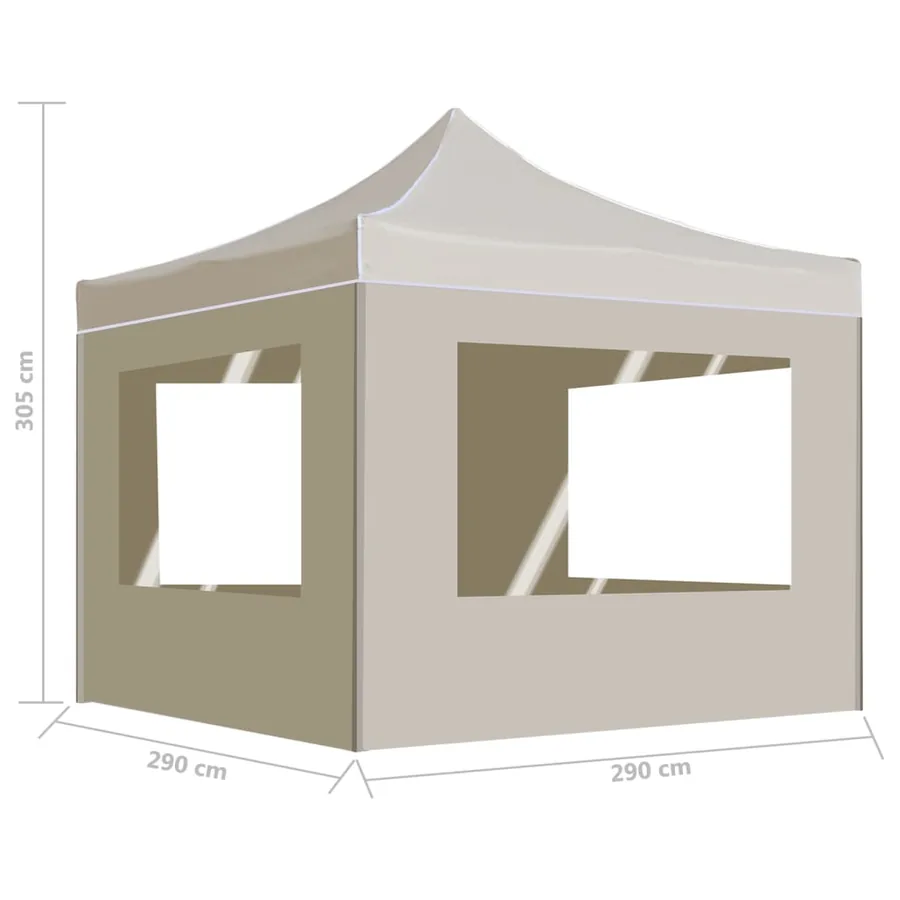 Tente de réception pliable avec parois Aluminium 3 x 3 m Crème - 9