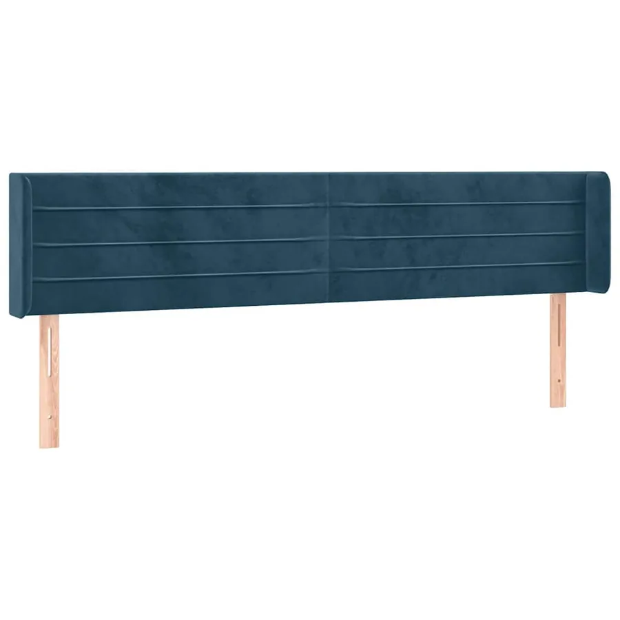 Tête de lit avec oreilles Bleu foncé 183x16x78/88 cm Velours - 2
