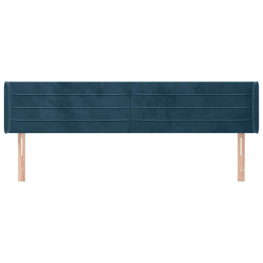 Tête de lit avec oreilles Bleu foncé 183x16x78/88 cm Velours - 3