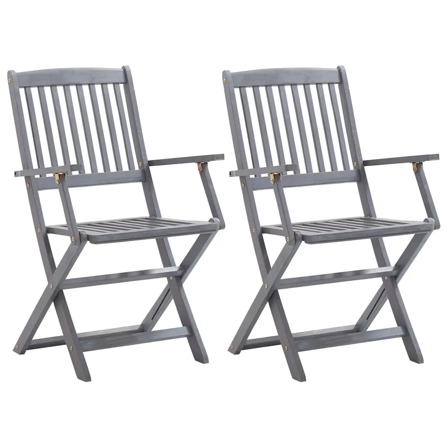 Chaises pliables d'extérieur lot de 2 et coussins Bois d'acacia - 3