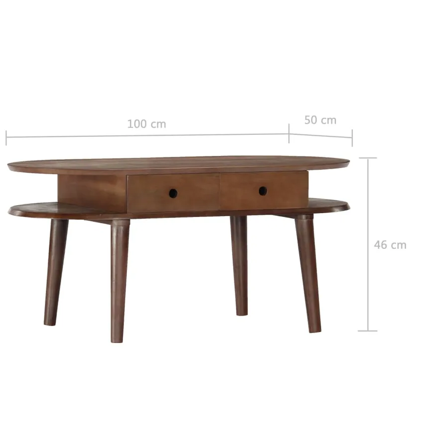 Table basse 100x50x46 cm Bois d'acacia solide - 8