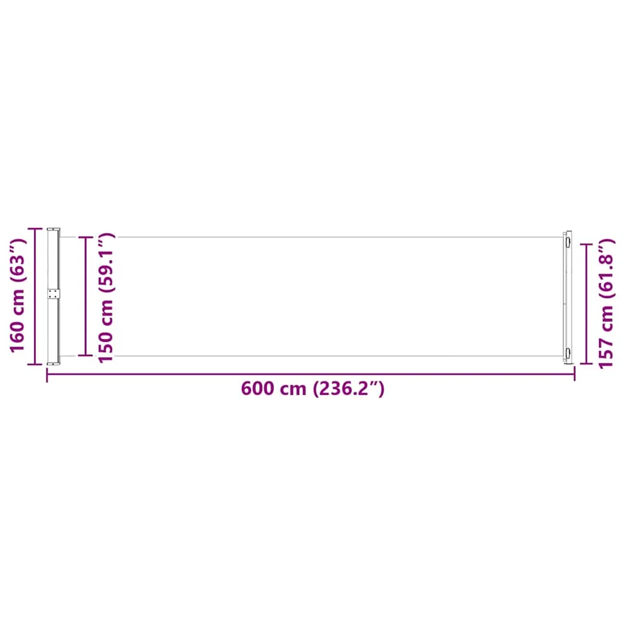 Auvent latéral rétractable de patio 600x160 cm rouge - 10