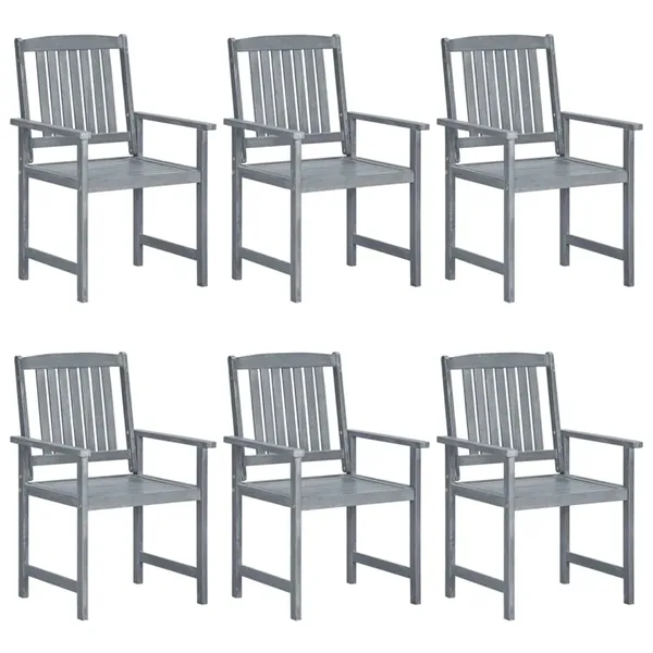 Chaises de jardin lot de 6 Bois d'acacia massif Gris