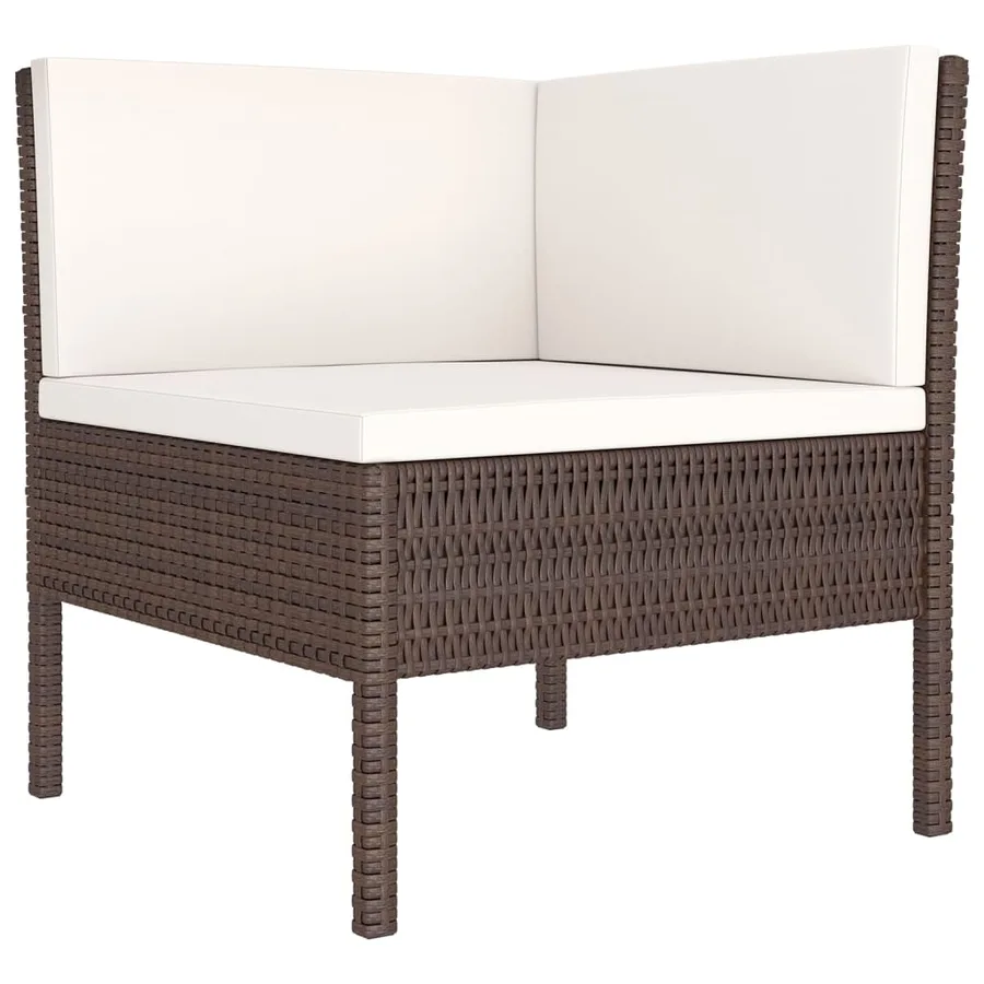 Salon de jardin 6 pcs avec coussins Résine tressée Marron - 5