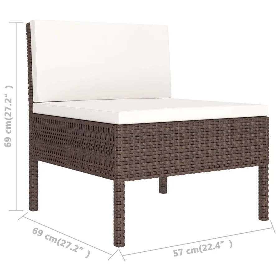 Salon de jardin 6 pcs avec coussins Résine tressée Marron - 7
