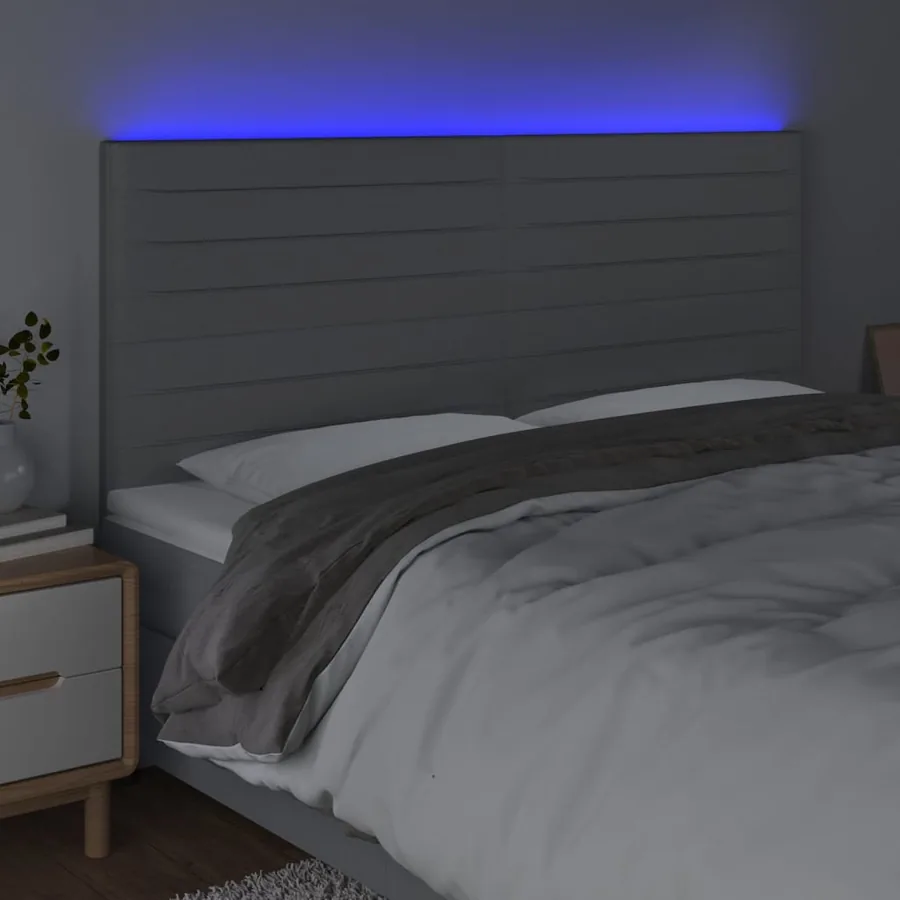Tête de lit à LED Gris clair 160x5x118/128 cm Tissu - 3