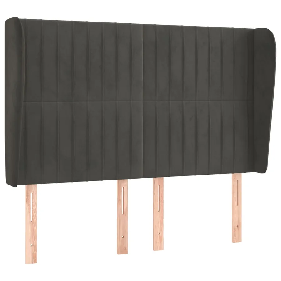 Tête de lit avec oreilles Gris foncé 147x23x118/128 cm Velours - 2