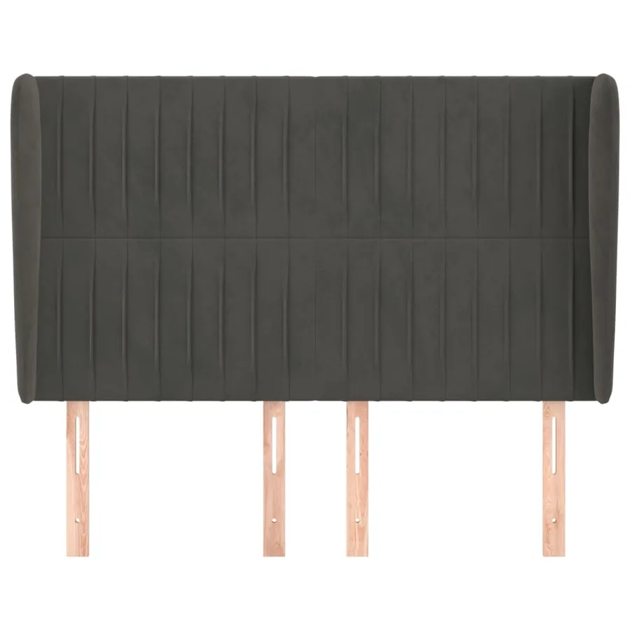 Tête de lit avec oreilles Gris foncé 147x23x118/128 cm Velours - 3