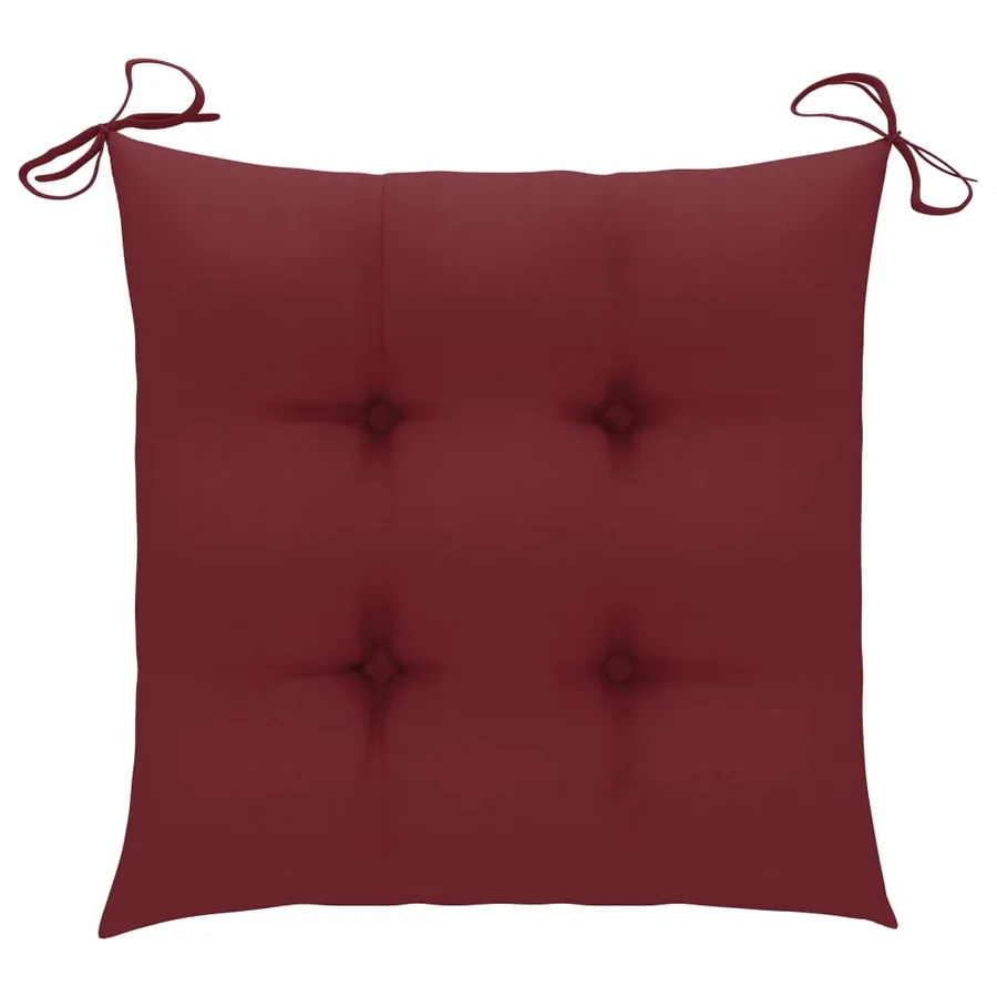 Chaises de jardin coussins rouge bordeaux lot de 2 Teck massif - 7