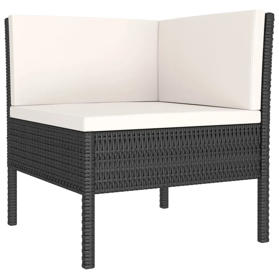 Salon de jardin 5 pcs avec coussins résine tressée noir - 3