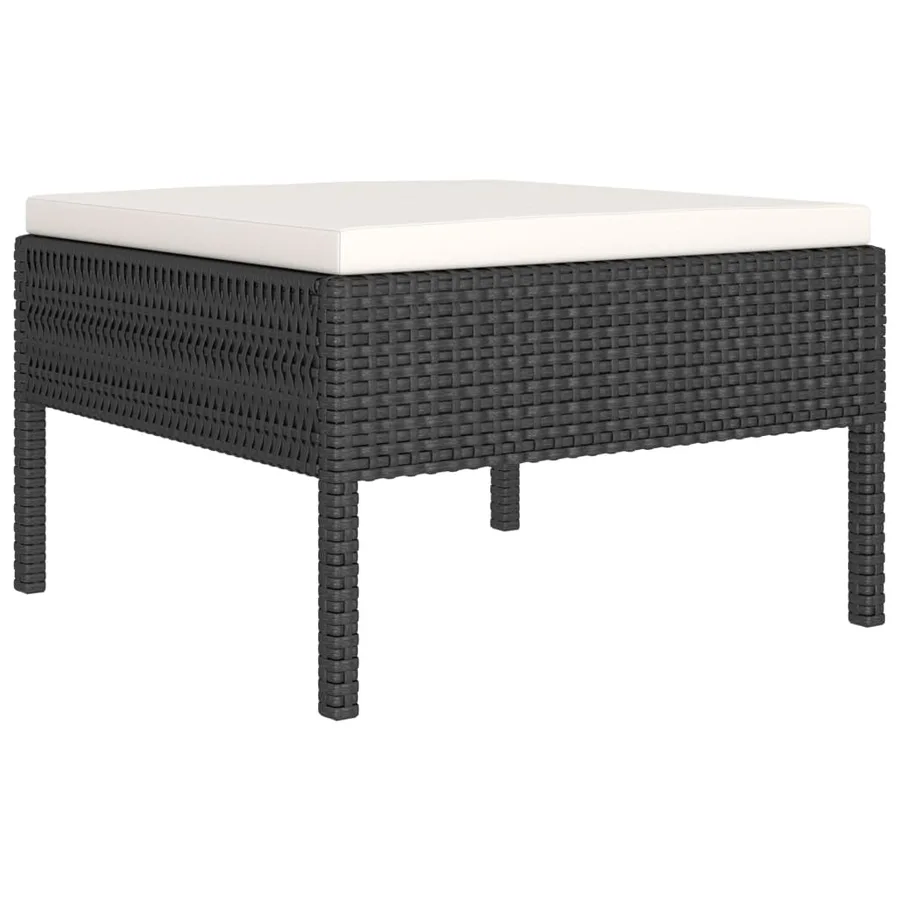 Salon de jardin 5 pcs avec coussins résine tressée noir - 4