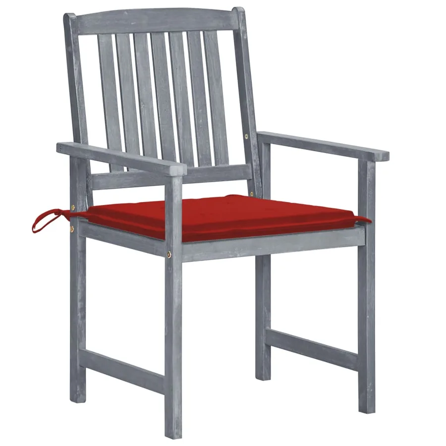 Chaises de jardin et coussins lot de 6 Bois acacia massif Gris - 2
