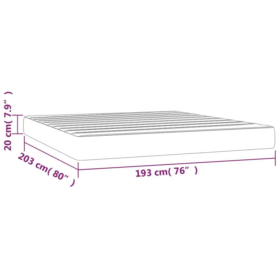 Matelas de lit à ressorts ensachés fermeté moyenne 193x203x20 cm velours - 7