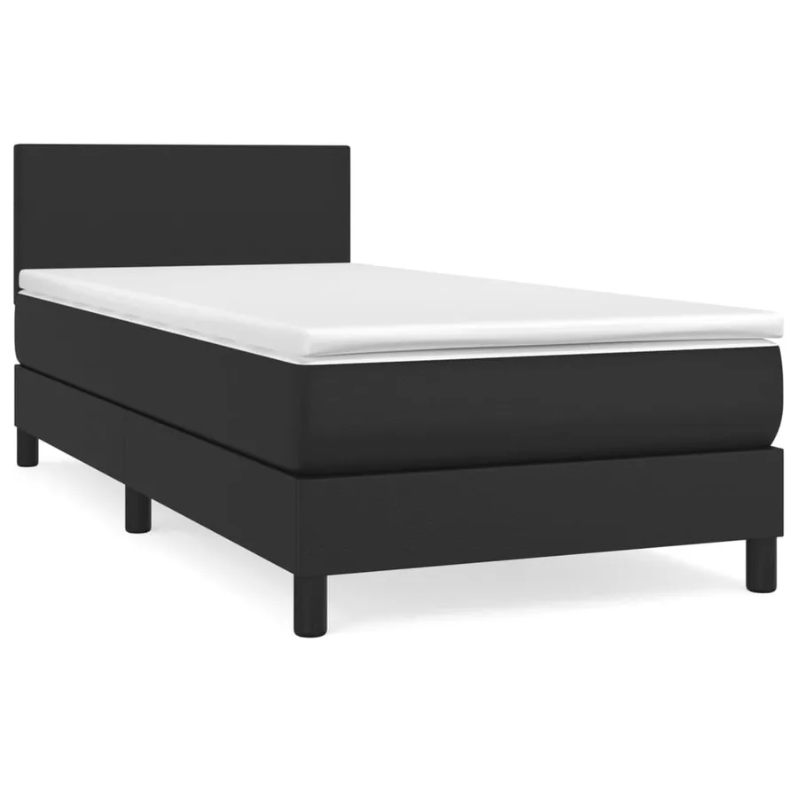 Sommier à lattes de lit avec matelas Noir 100x200 cm Similicuir - 2