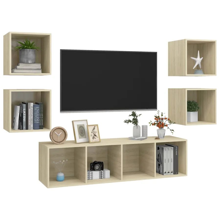 Ensemble de meubles TV 5 pcs Chêne sonoma Bois d'ingénierie - 3