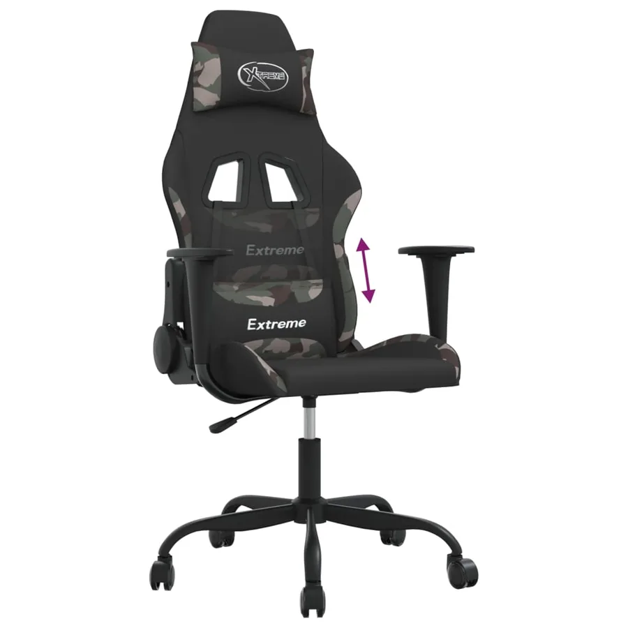Chaise de jeu avec repose-pied Noir et camouflage Tissu - 8