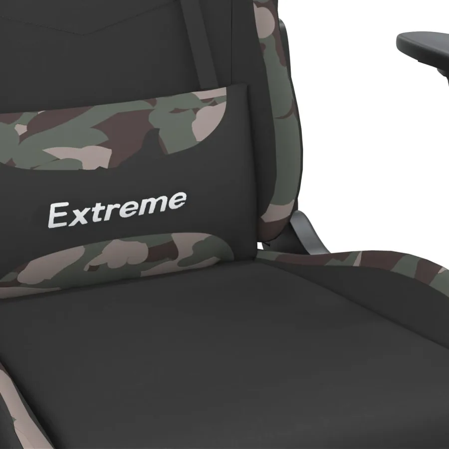 Chaise de jeu avec repose-pied Noir et camouflage Tissu - 9