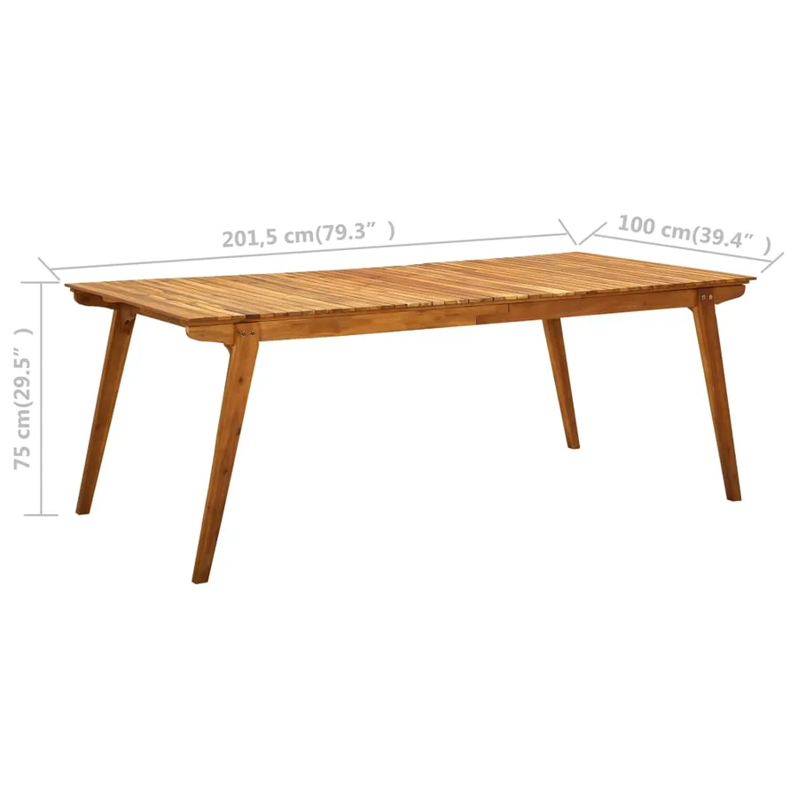 Table de jardin 201,5x100x75 cm Bois d'acacia massif - 7