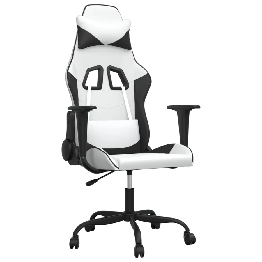 Chaise de jeu de massage Blanc et noir Similicuir - 2
