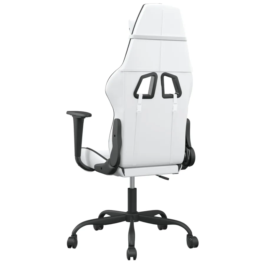 Chaise de jeu de massage Blanc et noir Similicuir - 5